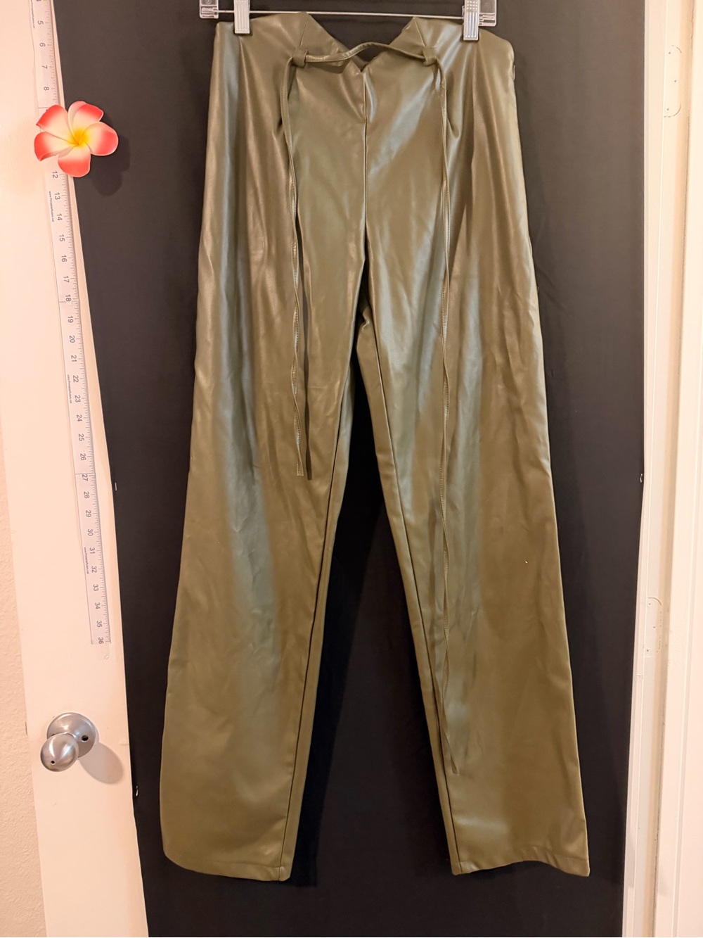 Olive Green Faux Leather women’s Pants
